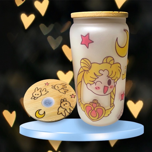 Cute 16oz sailor moon icons glass beer can either frosted or Clear. - Picture 4 of 9